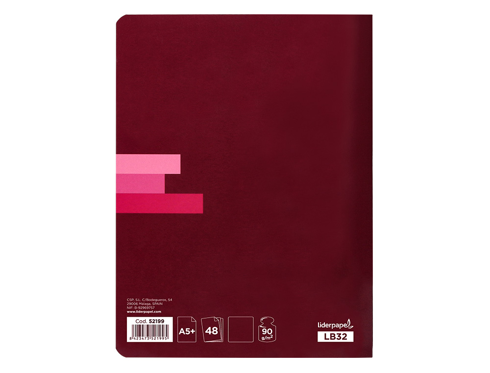 LIBRETA LIDERPAPEL SCRIPTUS A5 PLUS 48 HOJAS 90G/M2 LISO SINMARGEN