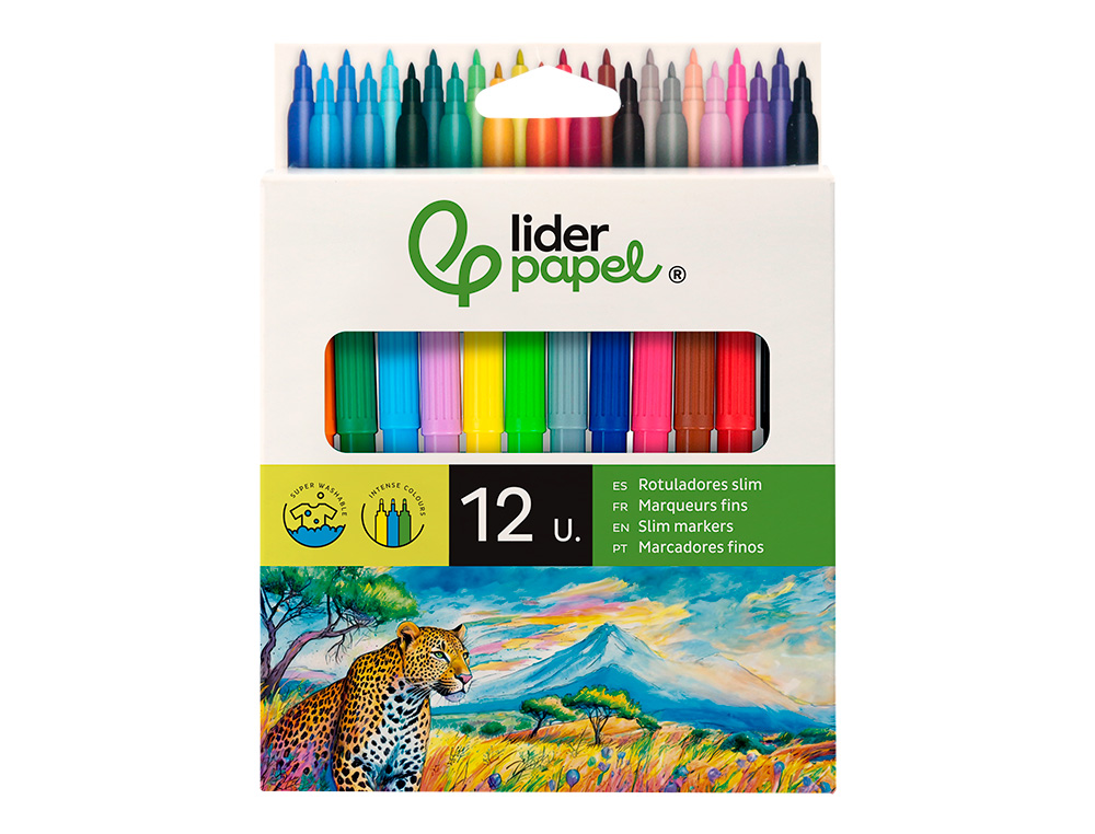 ROTULADOR LIDERPAPEL SLIM CAJA DE 12 UNIDADES COLORES SURTIDOS