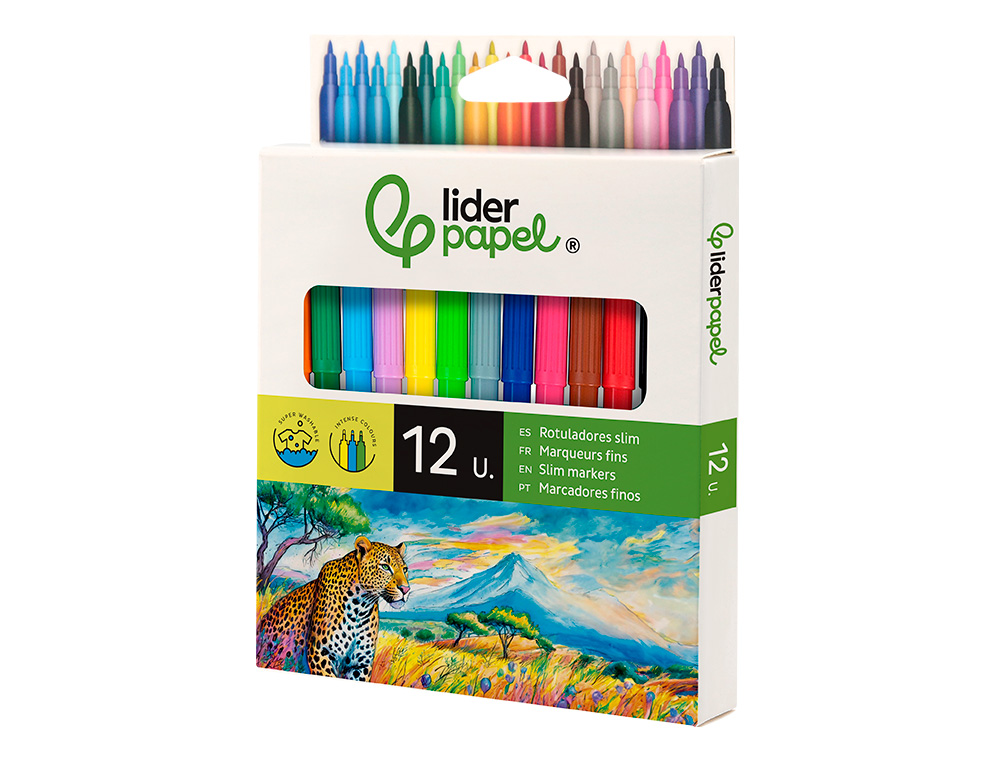 ROTULADOR LIDERPAPEL SLIM CAJA DE 12 UNIDADES COLORES SURTIDOS