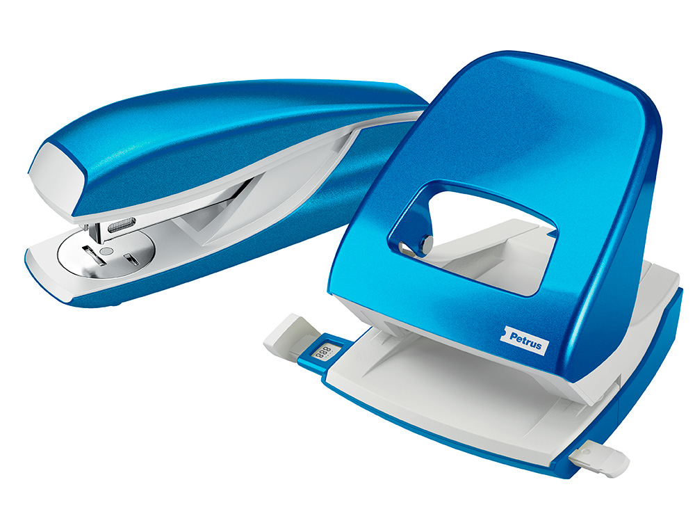 GRAPADORA PETRUS MOD 635 WOW AZUL METALIZADA CAPACIDAD 30 HOJAS