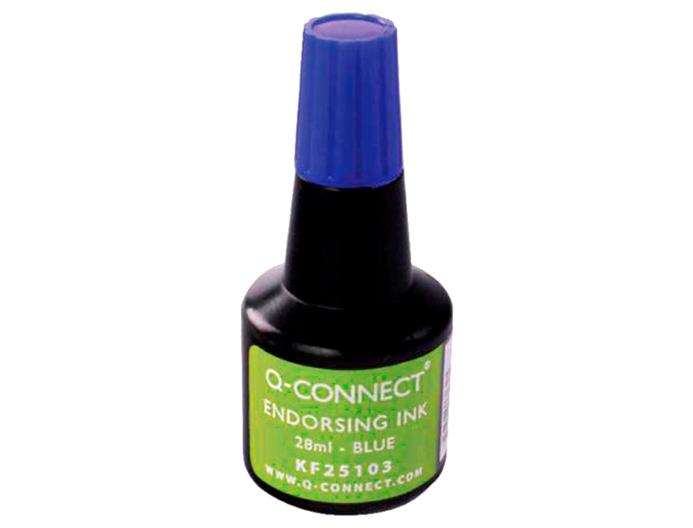 TINTA TAMPON Q-CONNECT AZUL BOTE 28 ML