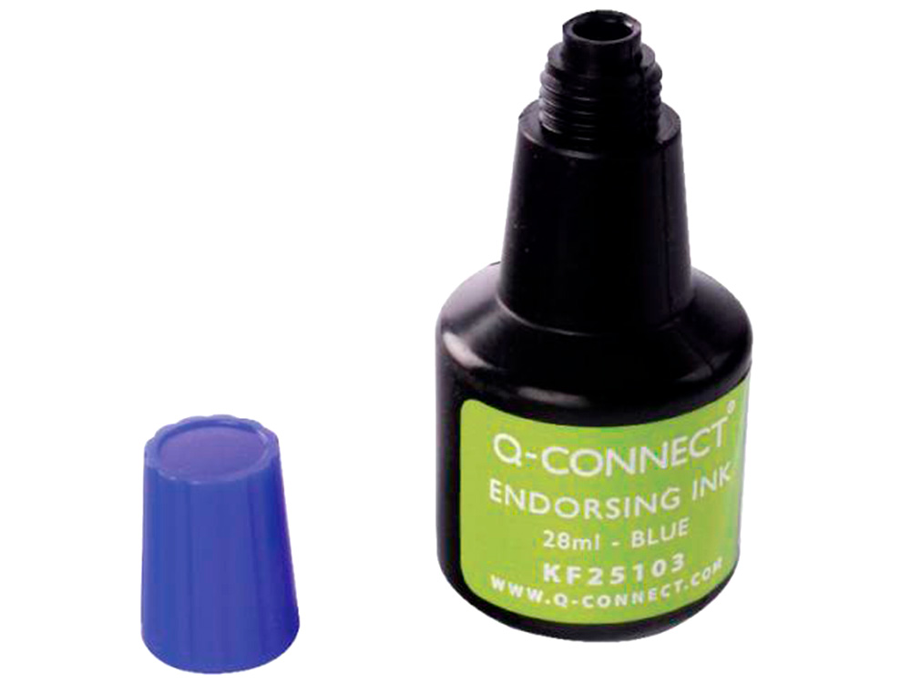 TINTA TAMPON Q-CONNECT AZUL BOTE 28 ML