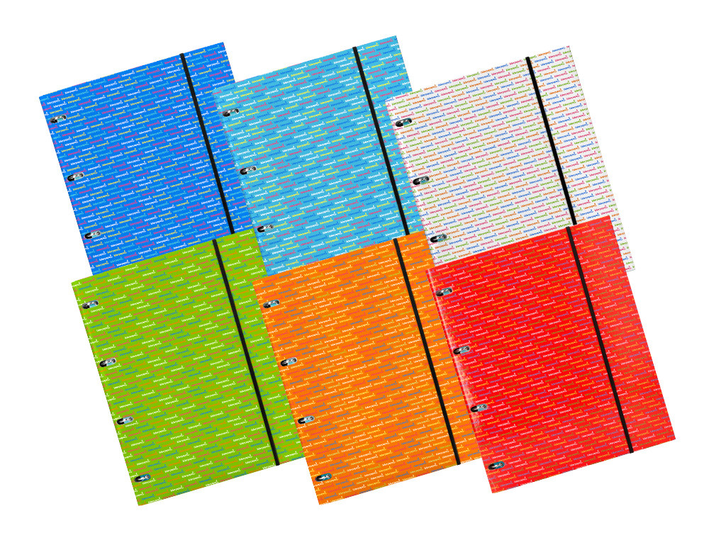 CARPETA CON RECAMBIO LIDERPAPEL A5 CUADRO 5MM FORRADA 4 ANILLAS 20MM