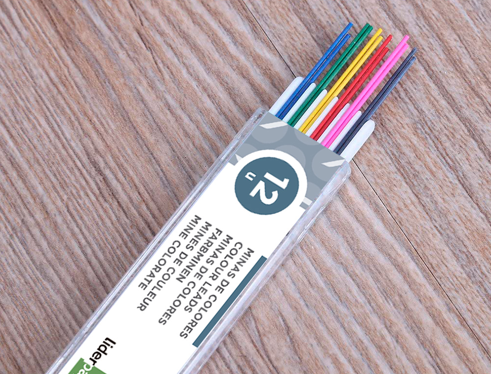 MINAS LIDERPAPEL COLORES SURTIDOS 0,5 MM ESTUCHE DE 12 MINAS