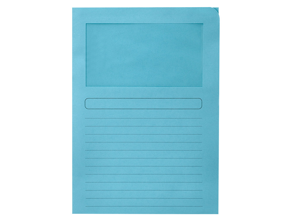 SUBCARPETA CARTULINA Q-CONNECT DIN A4 AZUL CON VENTANA TRANSPARENTE 120 G/M2
