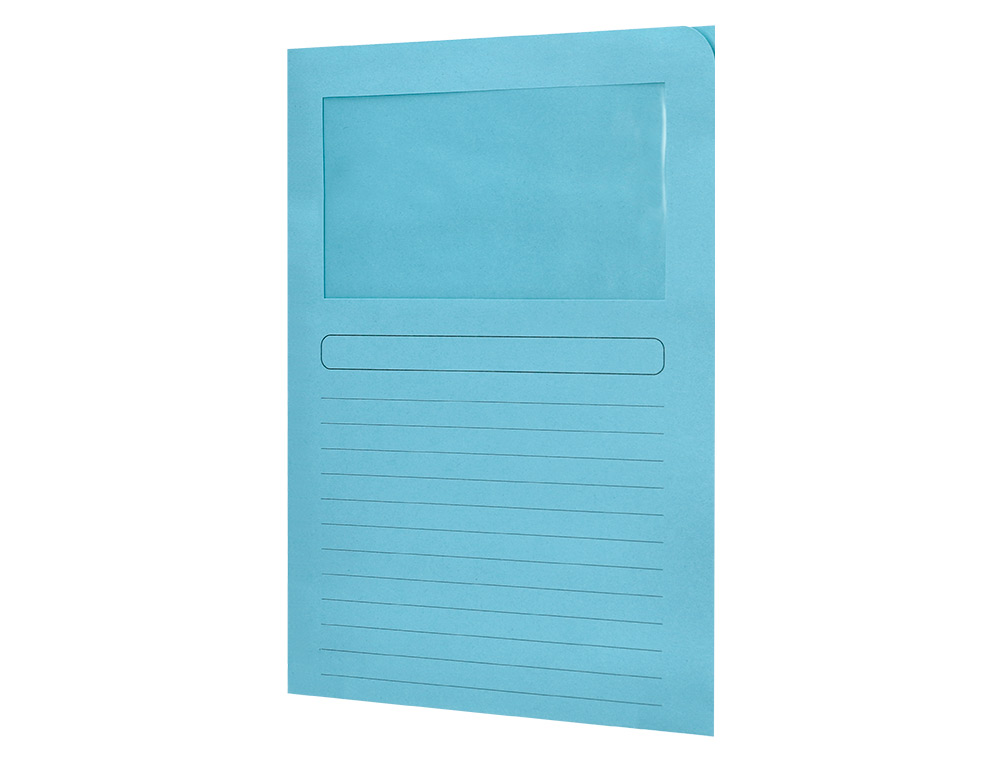 SUBCARPETA CARTULINA Q-CONNECT DIN A4 AZUL CON VENTANA TRANSPARENTE 120 G/M2