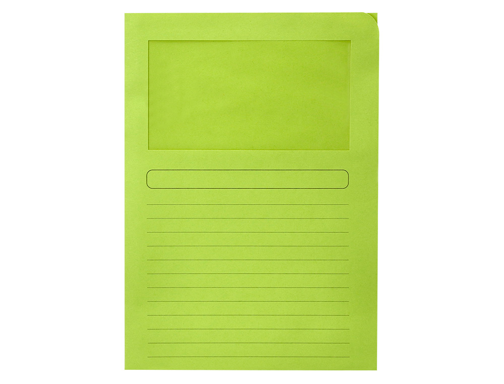 SUBCARPETA CARTULINA Q-CONNECT DIN A4 VERDE CON VENTANA TRANSPARENTE 120 GR