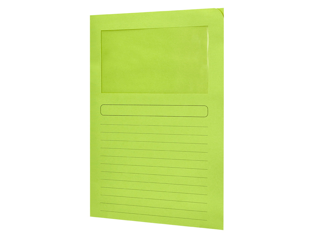 SUBCARPETA CARTULINA Q-CONNECT DIN A4 VERDE CON VENTANA TRANSPARENTE 120 GR
