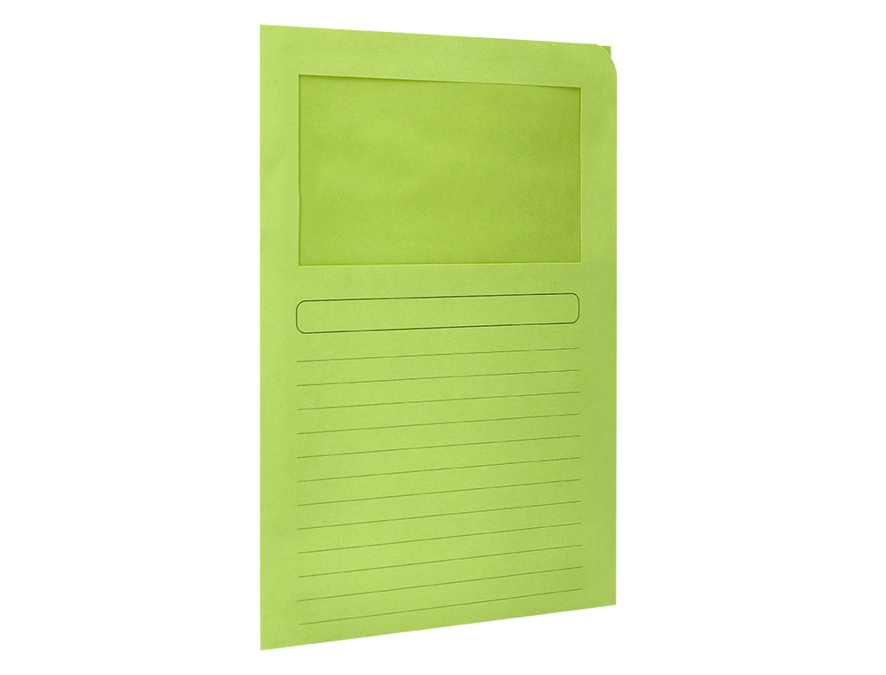 SUBCARPETA CARTULINA Q-CONNECT DIN A4 VERDE CON VENTANA TRANSPARENTE 120 GR