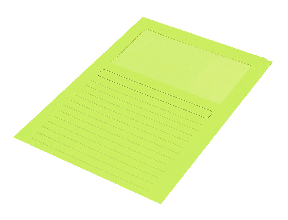 SUBCARPETA CARTULINA Q-CONNECT DIN A4 VERDE CON VENTANA TRANSPARENTE 120 GR