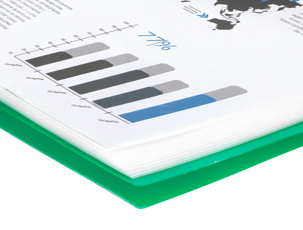 CARPETA LIDERPAPEL ESCAPARATE CON ESPIRAL 30 FUNDAS POLIPROPILENO DIN A4 VERDE