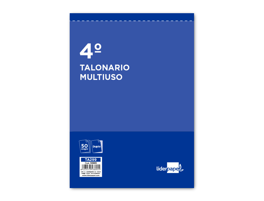 TALONARIO LIDERPAPEL MULTIUSOS CUARTO ORIGINAL Y COPIA T299