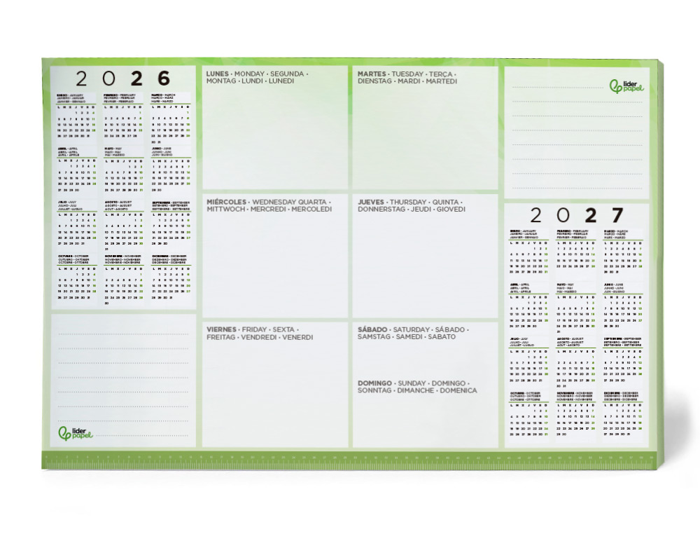 PLANNING SOBREMESA SEMANAL LIDERPAPEL 40X60 CM 80 GR 60 HOJAS 2026-2027