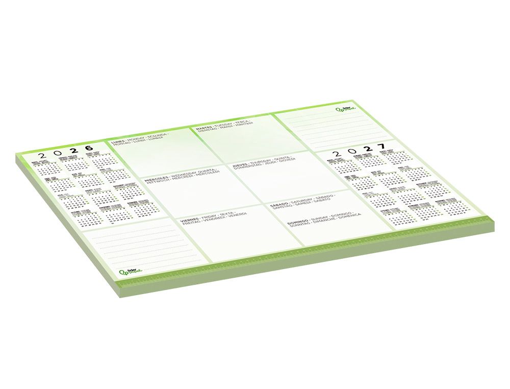 PLANNING SOBREMESA SEMANAL LIDERPAPEL 40X60 CM 80 GR 60 HOJAS 2026-2027