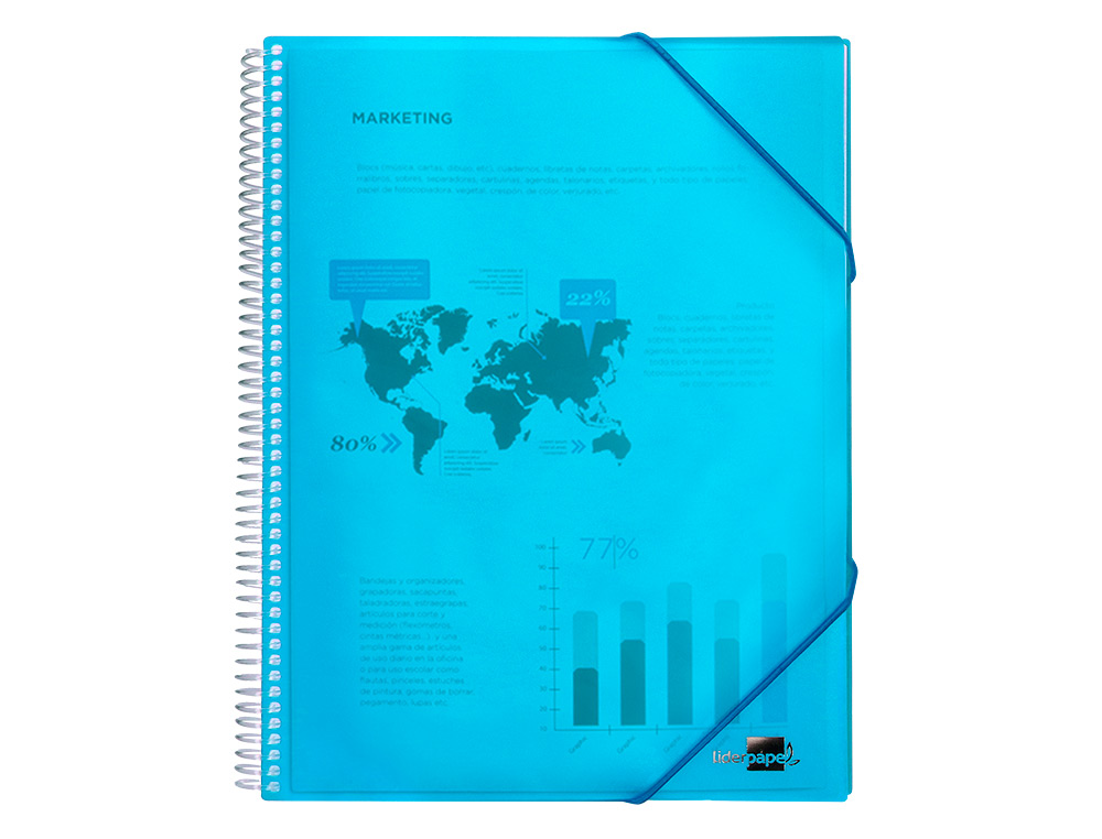 CARPETA LIDERPAPEL ESCAPARATE CON ESPIRAL 60 FUNDAS POLIPROPILENO DIN A4 AZUL