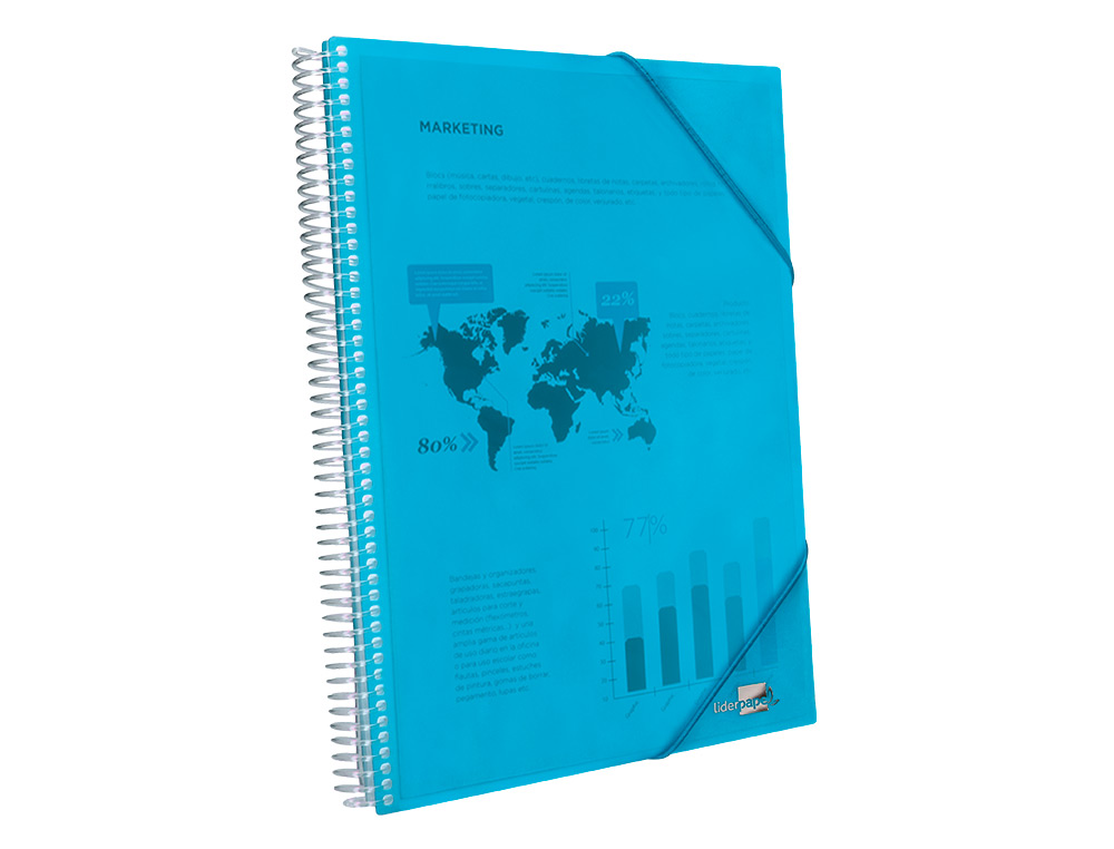 CARPETA LIDERPAPEL ESCAPARATE CON ESPIRAL 60 FUNDAS POLIPROPILENO DIN A4 AZUL