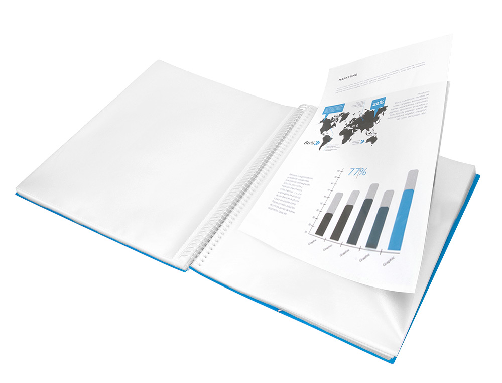 CARPETA LIDERPAPEL ESCAPARATE CON ESPIRAL 60 FUNDAS POLIPROPILENO DIN A4 AZUL
