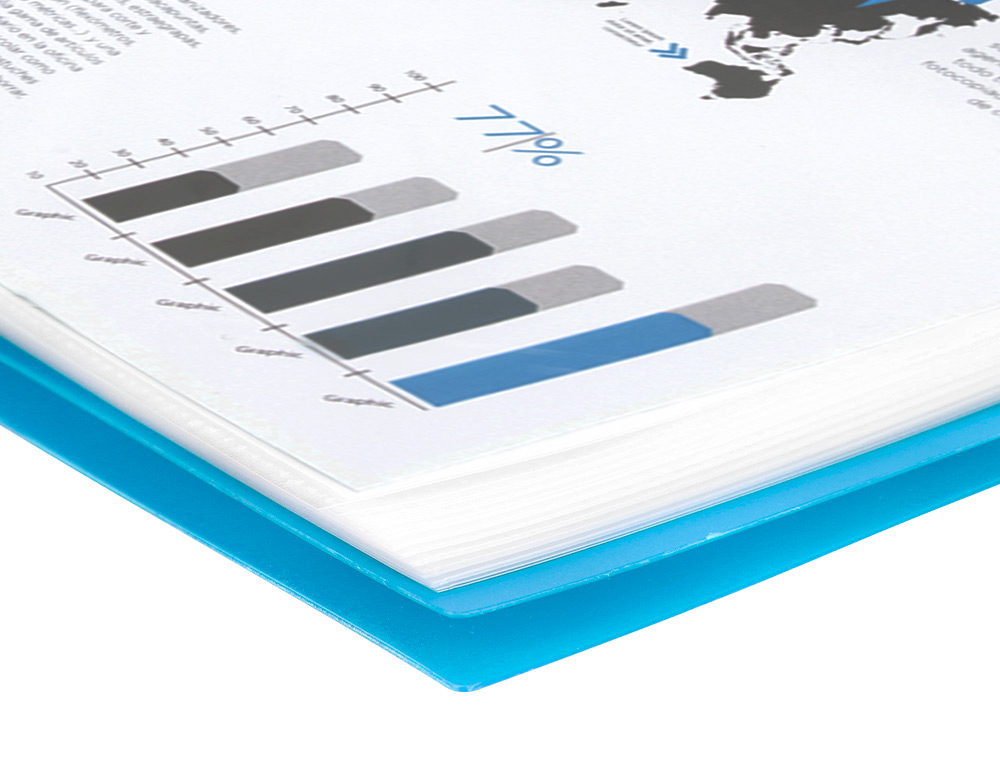 CARPETA LIDERPAPEL ESCAPARATE CON ESPIRAL 60 FUNDAS POLIPROPILENO DIN A4 AZUL