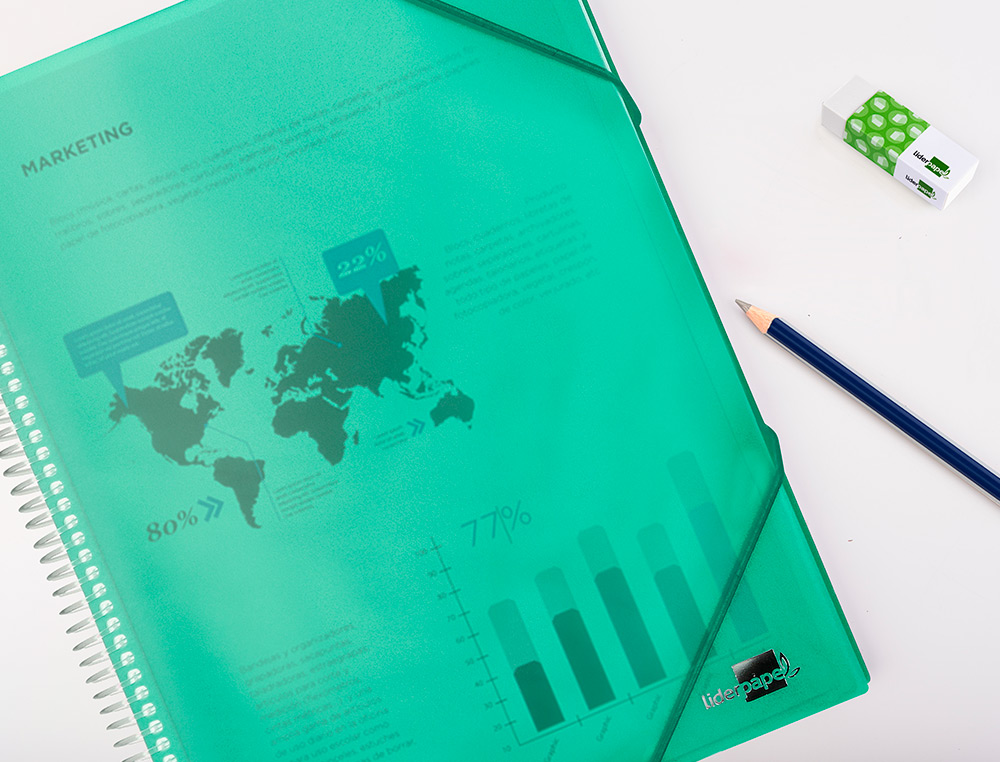 CARPETA LIDERPAPEL ESCAPARATE CON ESPIRAL 60 FUNDAS POLIPROPILENO DIN A4 VERDE