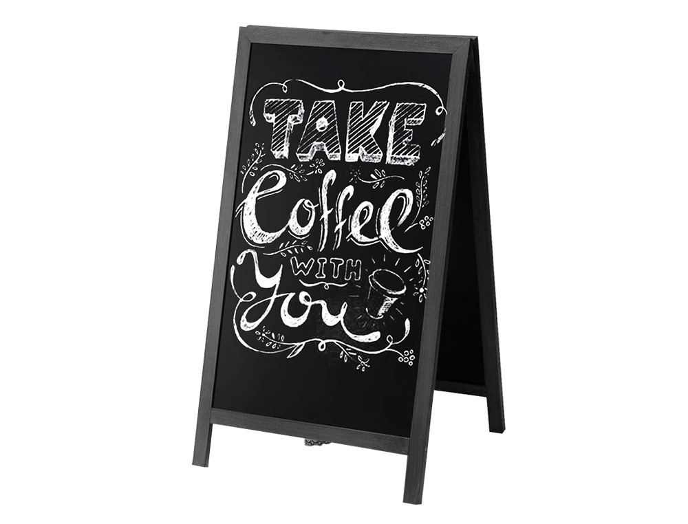 PIZARRA NEGRA LIDERPAPEL CABALLETE DOBLE CARA DE MADERA CON SUPERFICIE PARA ROTULADORES 75X135 CM