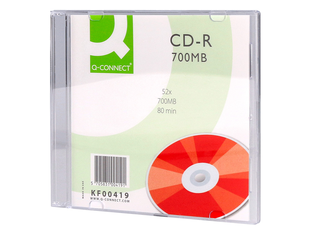 CD-R Q-CONNECT CAPACIDAD 700MB DURACION 80MIN VELOCIDAD 52X CAJA SLIM