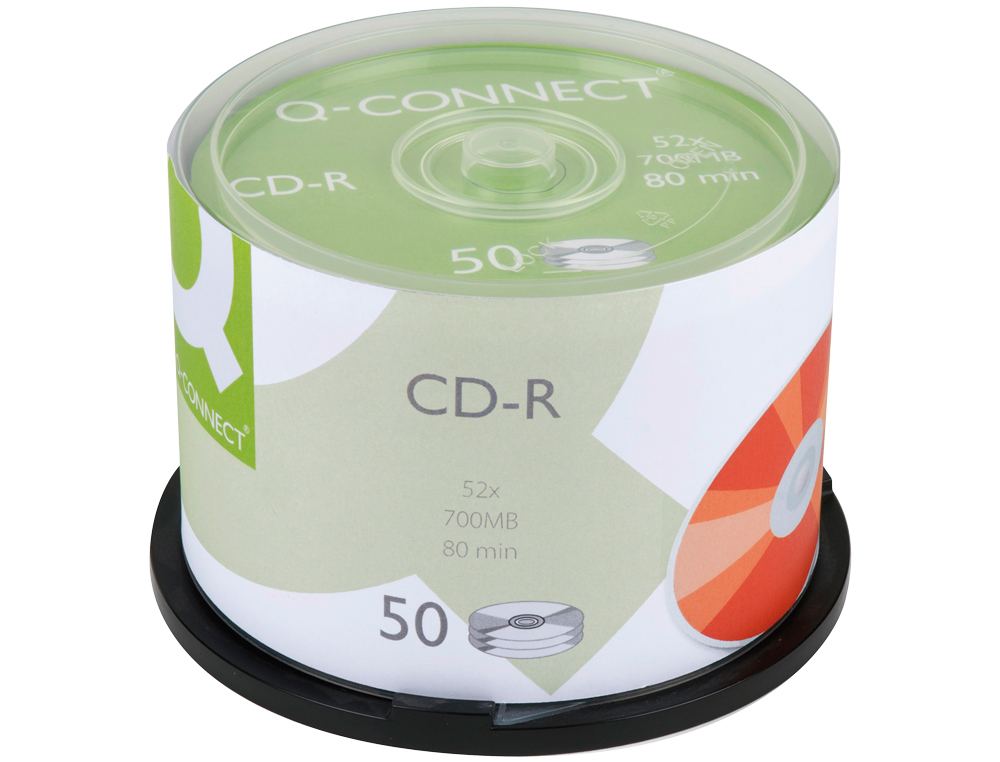 CD-R Q-CONNECT CAPACIDAD 700MB DURACION 80MIN VELOCIDAD 52X BOTE DE 50 UNIDADES