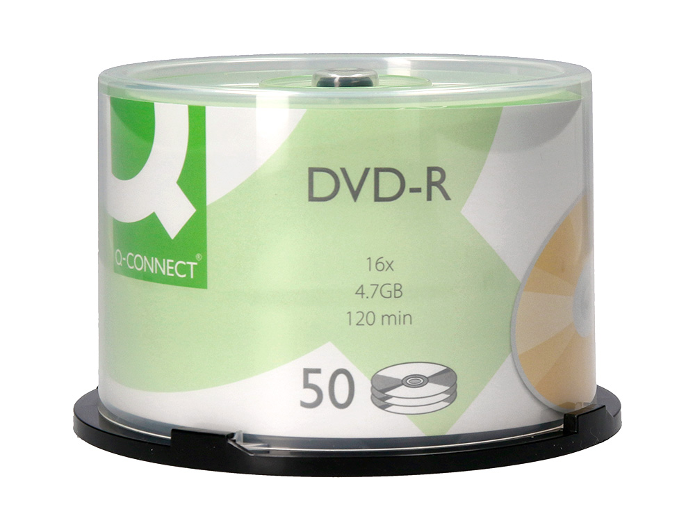 DVD-R Q-CONNECT CAPACIDAD 4,7GB DURACION 120MIN VELOCIDAD 16X BOTE DE 50 UNIDADES