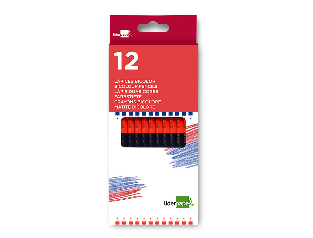 LAPICES BICOLOR LIDERPAPEL FINO ROJO/AZUL