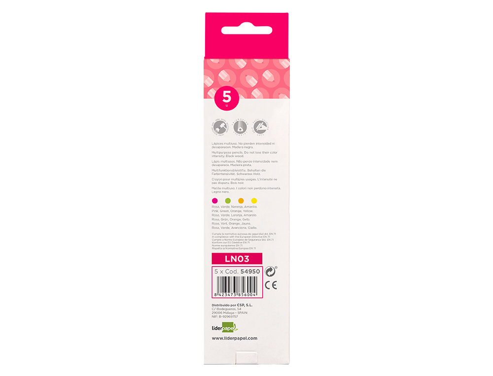 LAPICES FLUORESCENTE LIDERPAPEL JUMBO NEON ROSA