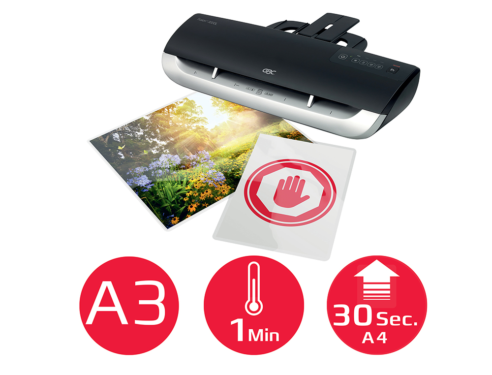 PLASTIFICADORA GBC FUSION 3000L DIN A3 APAGADO AUTOMATICO 2 RODILLOS HASTA 125 MC
