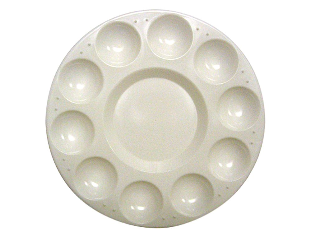 PALETA PLASTICO ARTIST CIRCULAR CON 10 HUECOS 17 CM DIAMETRO