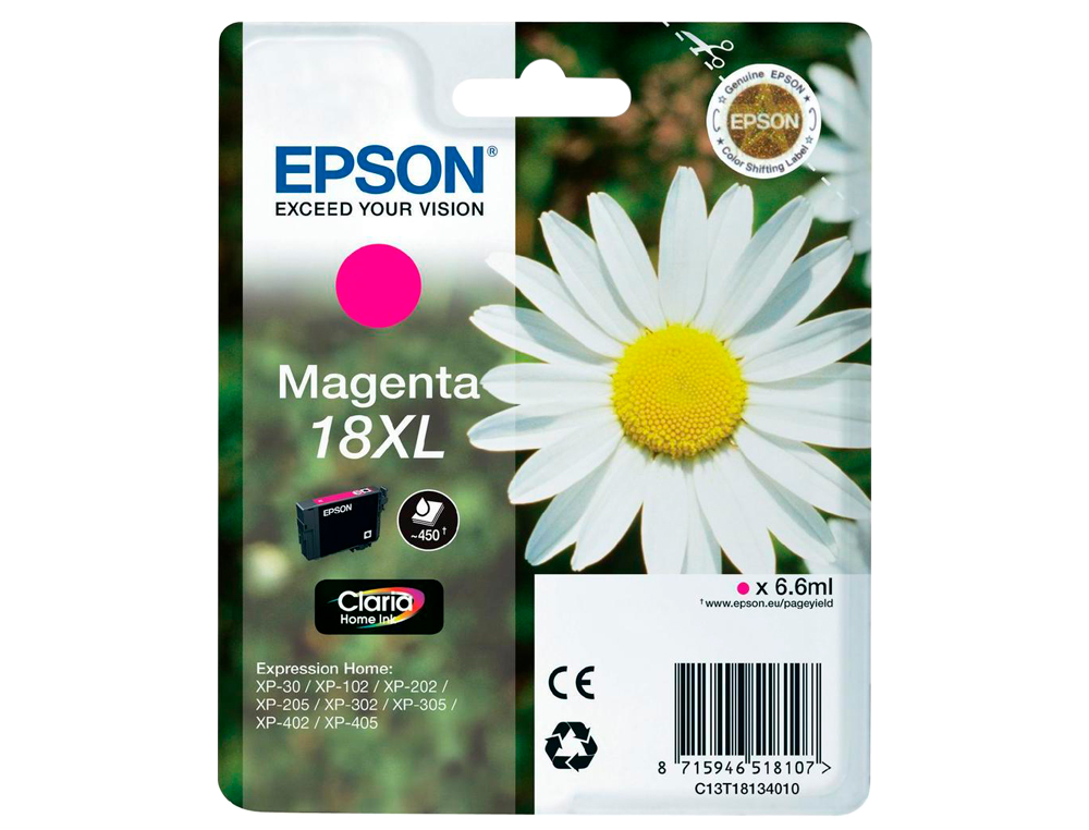 INK-JET EPSON T18XL MAGENTA EXPRESSION HOME XP-102 XP-205 XP-305 XP-405 CAPACIDAD 470 PAG