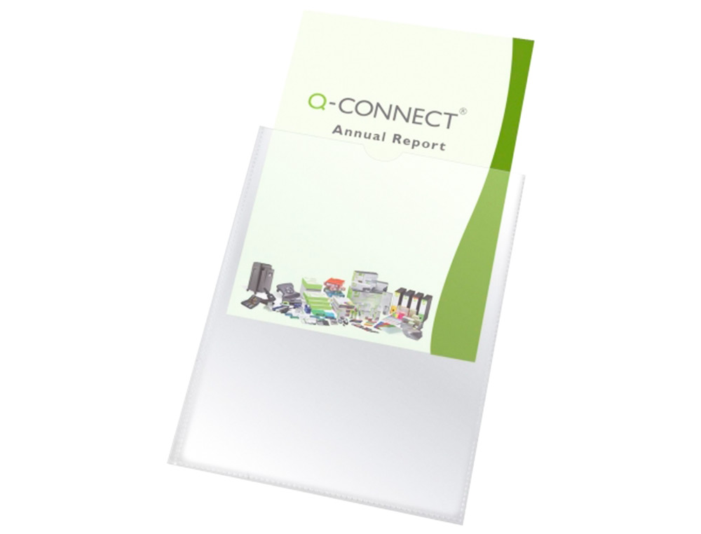 FUNDA PORTADOCUMENTO Q-CONNECT DIN A5 150 MICRAS PVC TRANSPARENTE CON UÑERO 148X210 MM