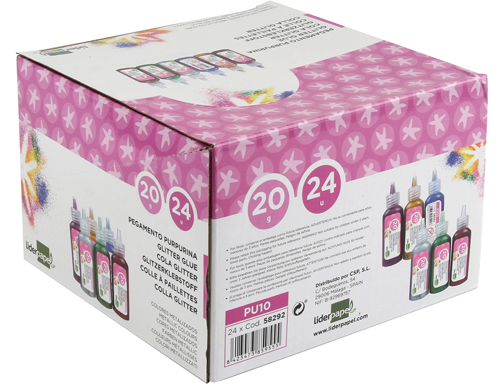 PURPURINA PEGAMENTO LIDERPAPEL FANTASIA COLORES METALICOS SURTIDOS BOTE 20 GR
