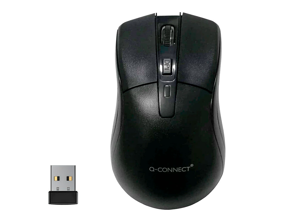 RATON Q-CONNECT OPTICO 1000 DPI INALAMBRICO NANO RECEPTOR USB 2,4 GHZ NEGRO