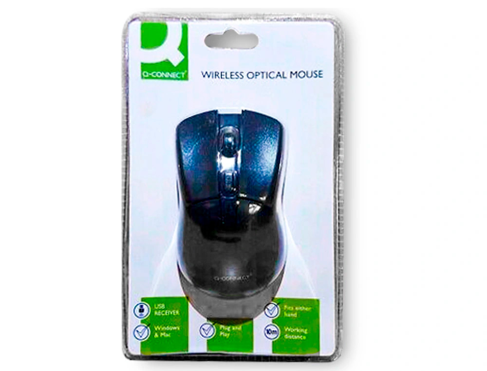 RATON Q-CONNECT OPTICO 1000 DPI INALAMBRICO NANO RECEPTOR USB 2,4 GHZ NEGRO
