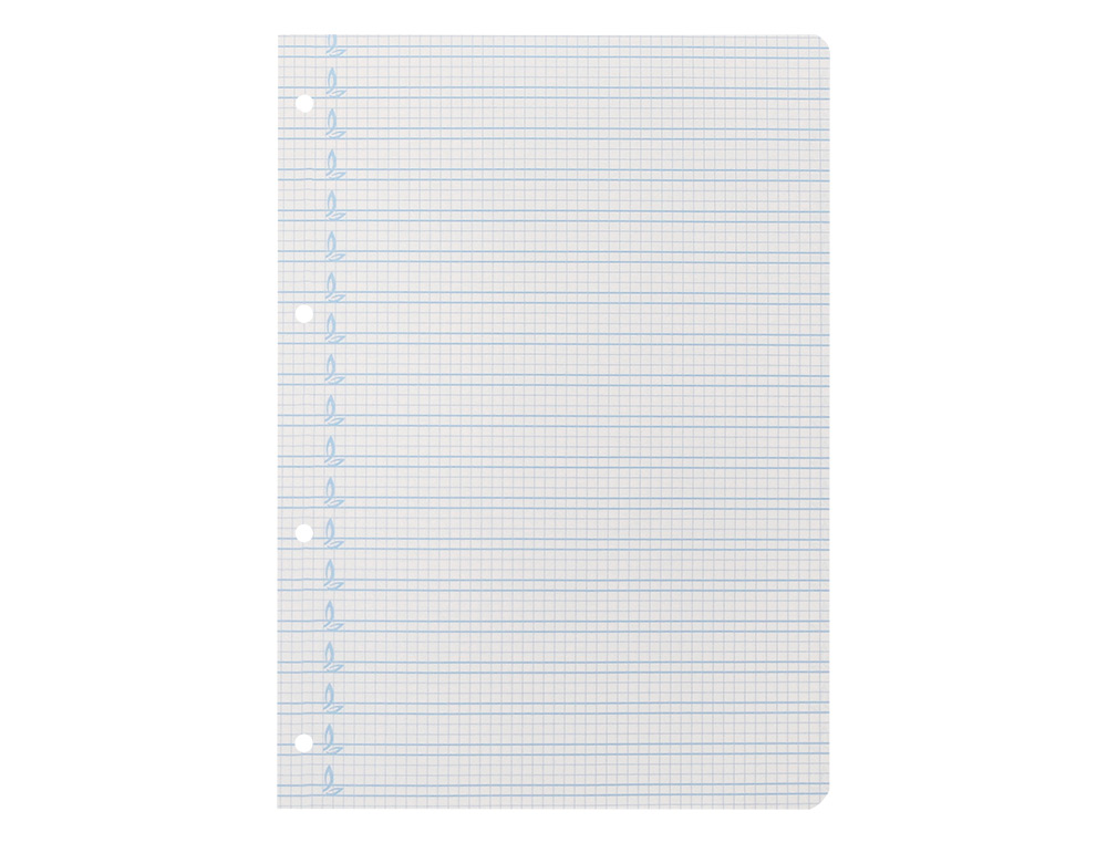 RECAMBIO LIDERPAPEL A4 PAUTAGUIA 100 HOJAS 75 G CUADRICULADO PAUTADO 4MM CON MARGEN 4 TALADROS