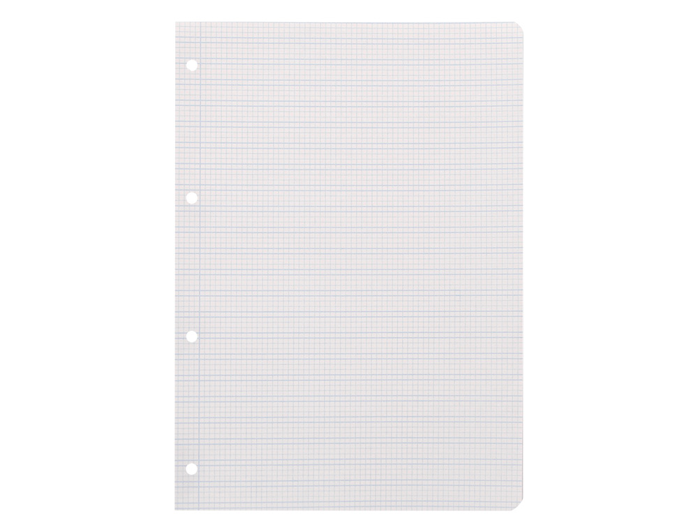 RECAMBIO LIDERPAPEL A4 PAUTAGUIA 100 HOJAS 75 G/M2 CUADRICULADO PAUTADO 2,5MM CON MARGEN 4 TALADROS