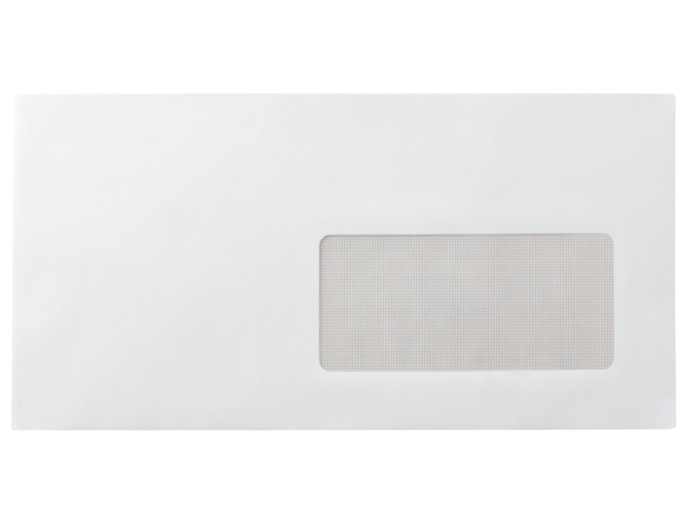 SOBRE LIDERPAPEL N 4 BLANCO AMERICANO VENTANA DERECHA 115X225 MM TIRA DE SILICONA PAQUETE DE 25 UNIDADES
