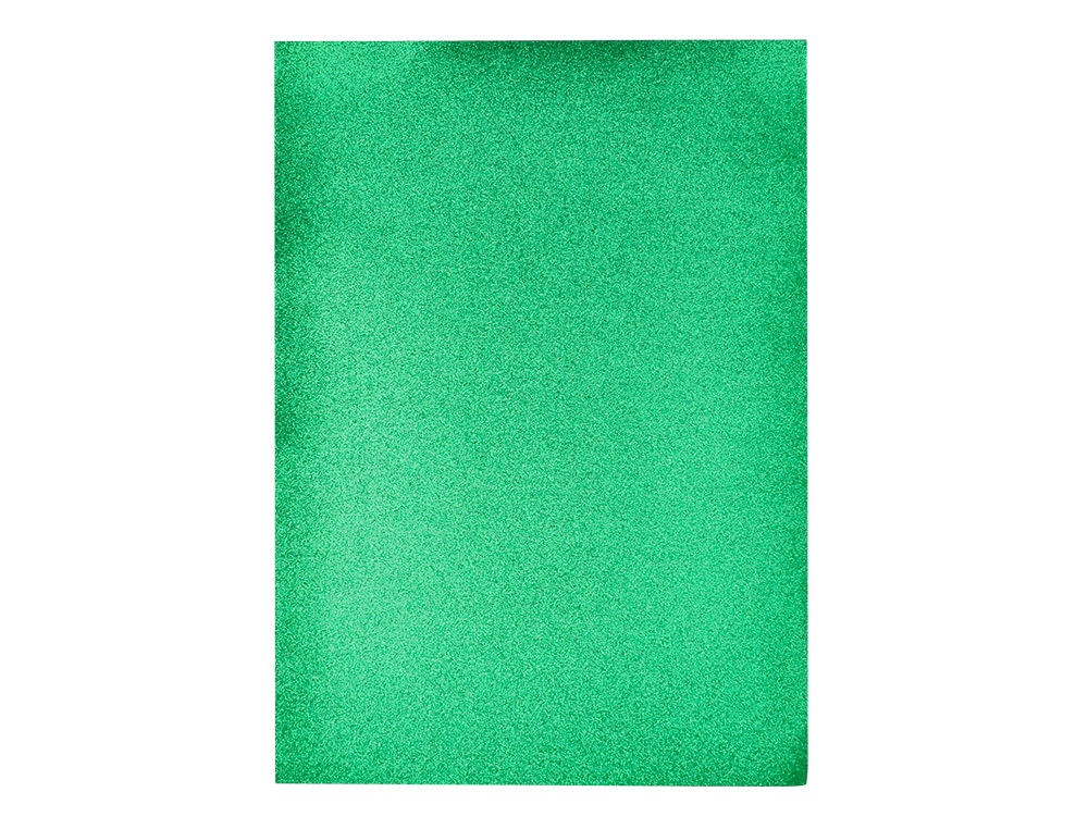 GOMA EVA CON PURPURINA BIODEGRADABLE LIDERPAPEL 50X70CM 60G/M2 ESPESOR 2 MM VERDE
