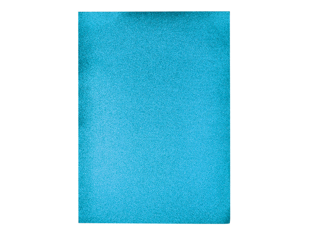 GOMA EVA CON PURPURINA BIODEGRADABLE LIDERPAPEL 50X70CM 60G/M2 ESPESOR 2 MM AZUL CLARO