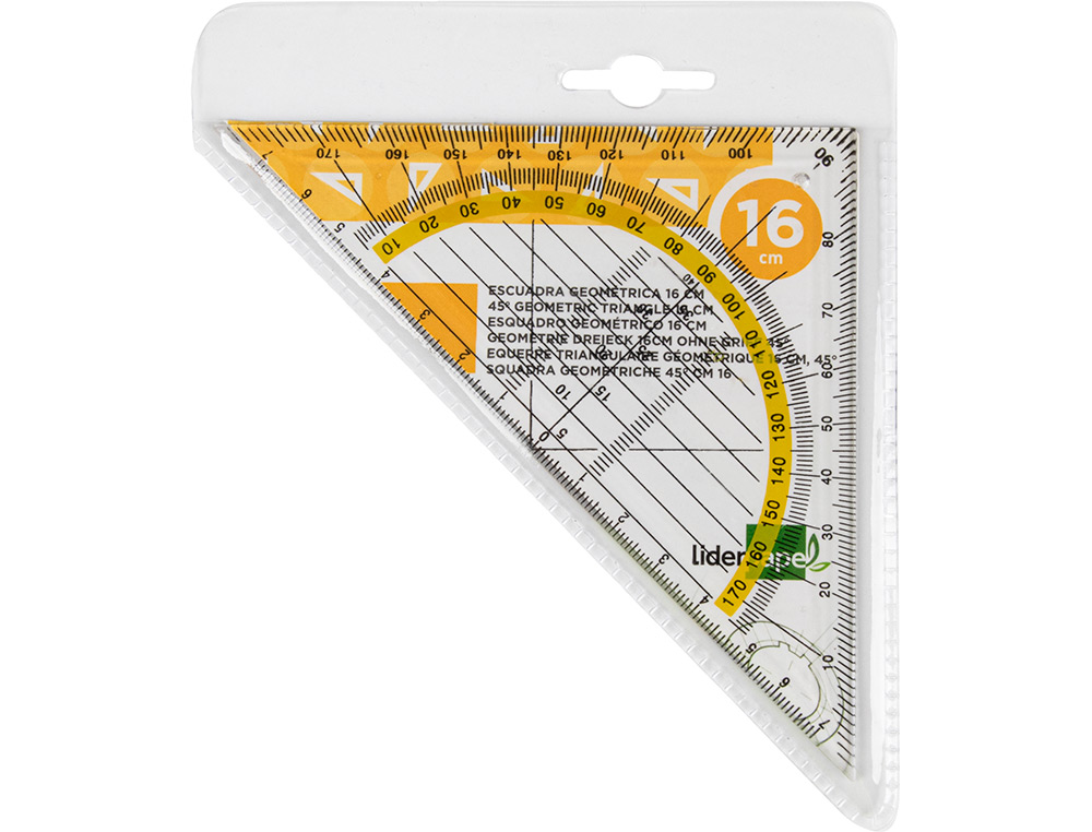 ESCUADRA LIDERPAPEL GEOMETRIA 16 CM PLASTICO CRISTAL