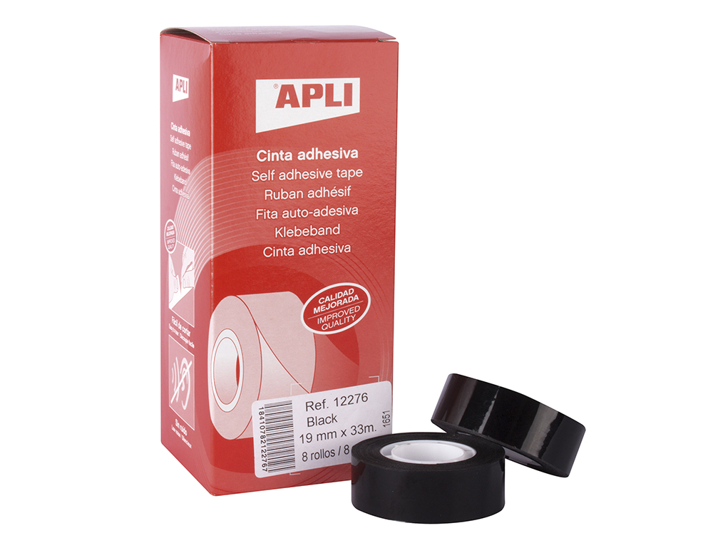 CINTA ADHESIVA APLI 33 MT X 19 MM COLOR NEGRO