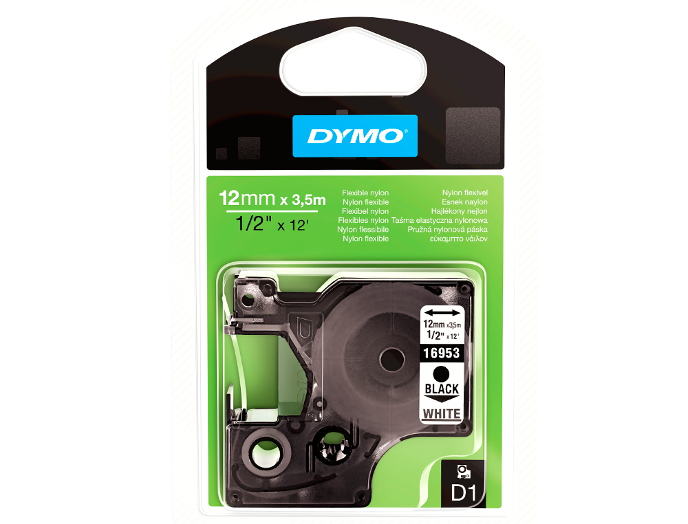 CINTA DYMO NEGRO BLANCO 12MM X3,5 MT D1 NYLON