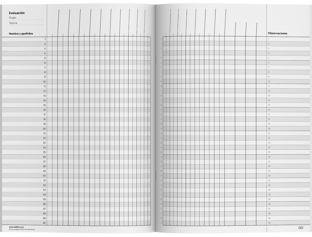 CUADERNO MEMO-NOTAS ADDITIO A4 EVALUACION CONTINUA MAS PLANIFICACION SEMANAL DEL CURSO