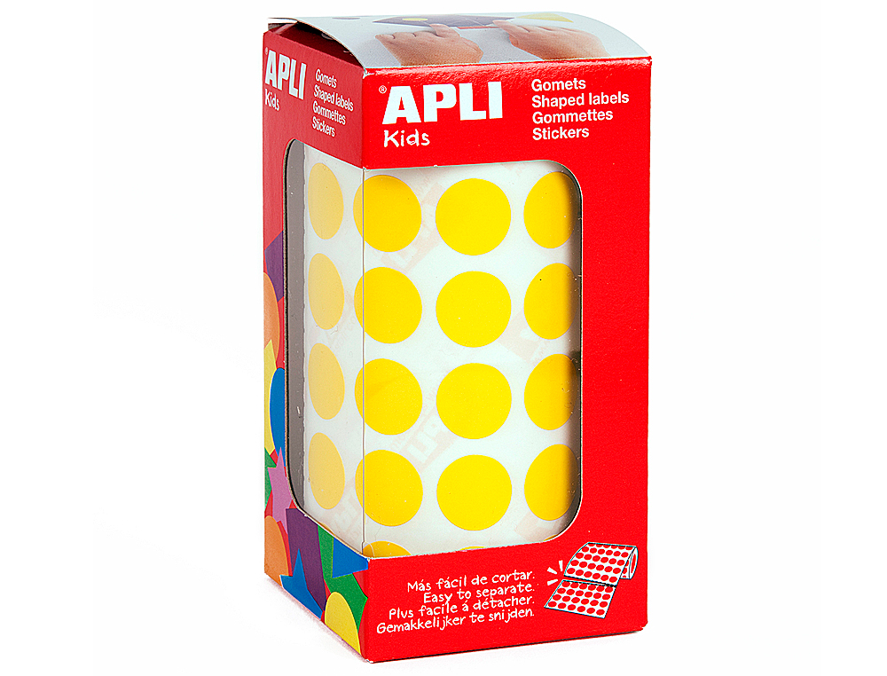 GOMETS AUTOADHESIVOS CIRCULARES 15 MM AMARILLO EN ROLLO CON 2832 UNIDADES