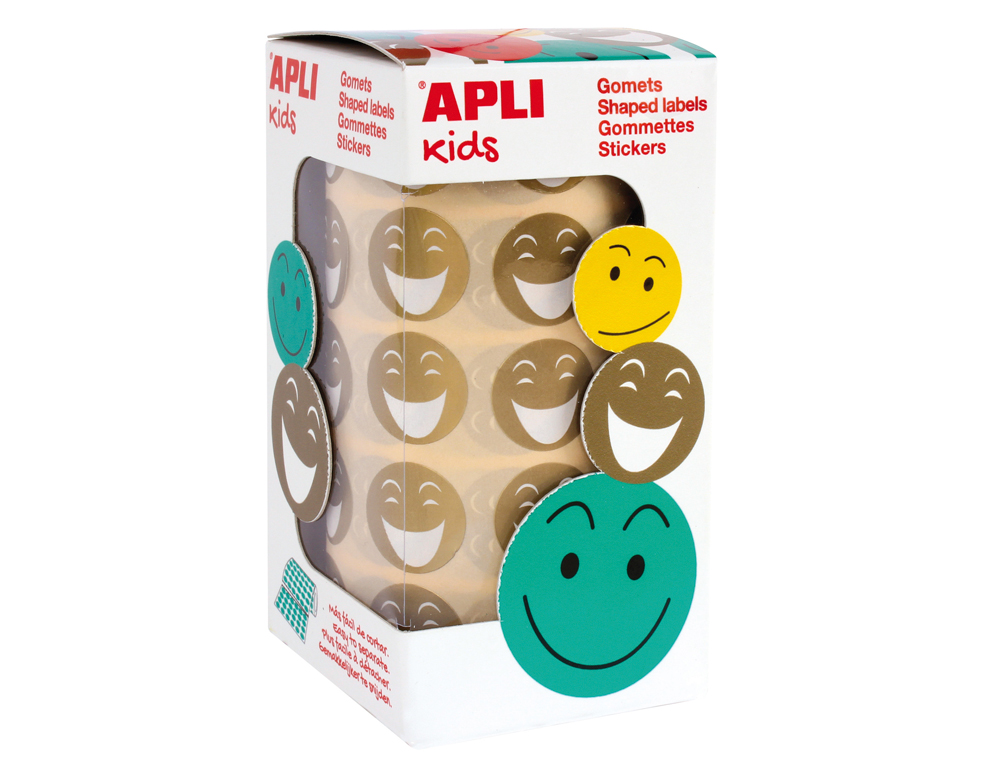 GOMETS APLI AUTOADHESIVO SMILE ORO CARA FELIZ ROLLO DE 900 UNIDADES