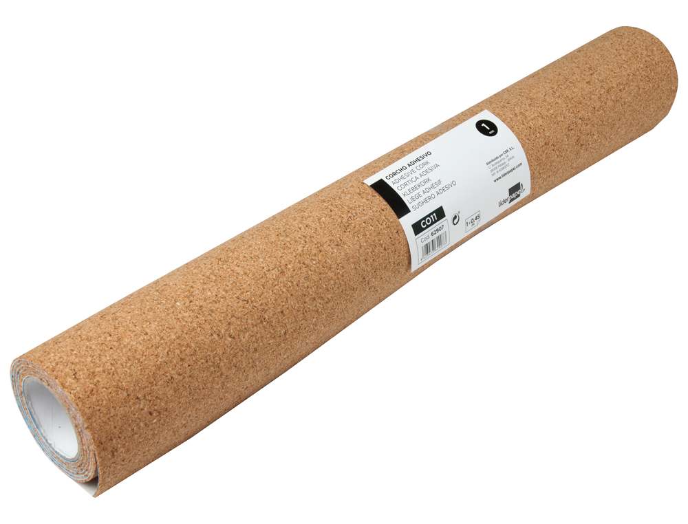 CORCHO LIDERPAPEL ADHESIVO ANCHO 45CM LONGITUD 1M ESPESOR 1MM EN ROLLO