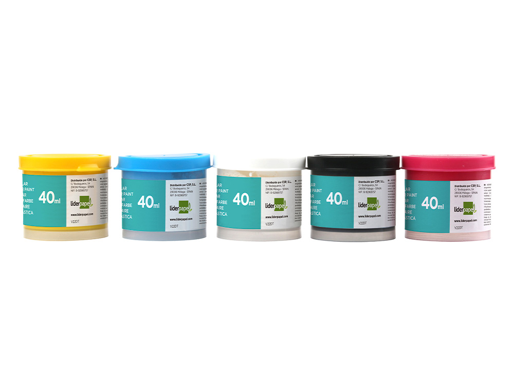 TEMPERA LIDERPAPEL ESCOLAR 40 ML CAJA 5 COLORES SURTIDOS + PINCEL