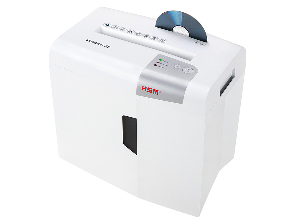 DESTRUCTORA DE DOCUMENTOS HSM SHREDSTAR X8 CAPACIDAD DE CORTE 8 H EN PARTICULAS DESTRUYE GRAPAS CLIPS CD Y TARJETAS